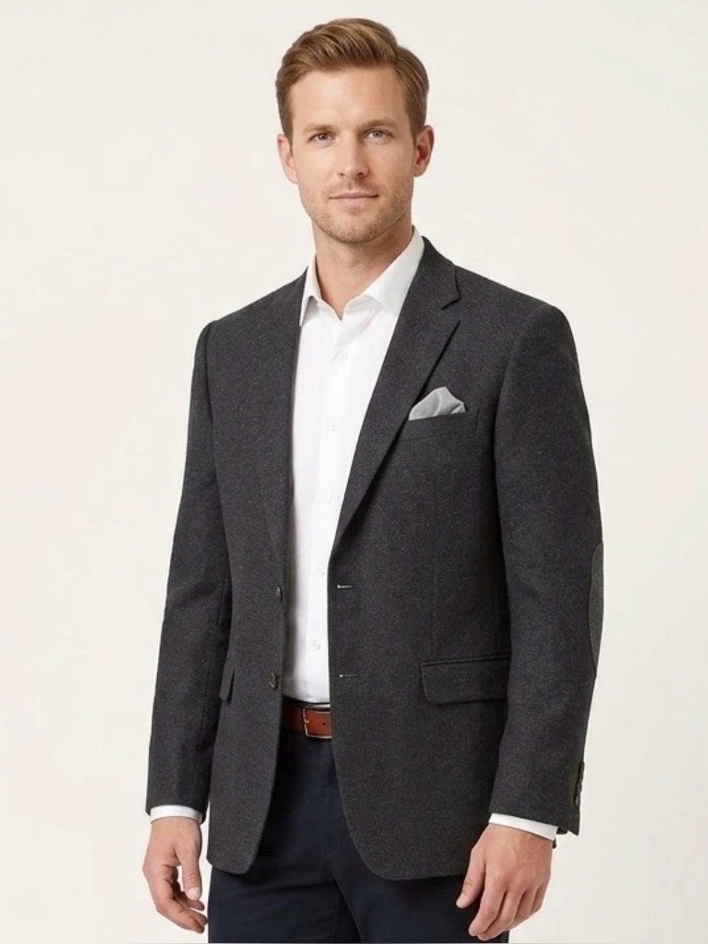 Vtg Ralph Ralph Lauren Wool Silk Blazer Sports Coat 42L Elbow Patches Blue Label